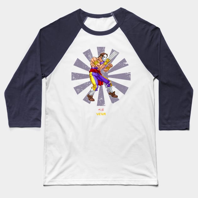 Vega Retro Japanese Street Fighter Baseball T-Shirt by Nova5